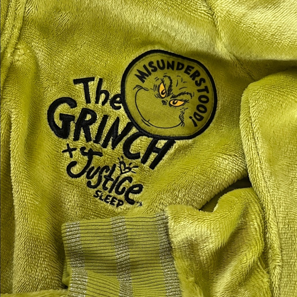 Justice Lime Green Grinch Fleece Onesie - Picture 2 of 4